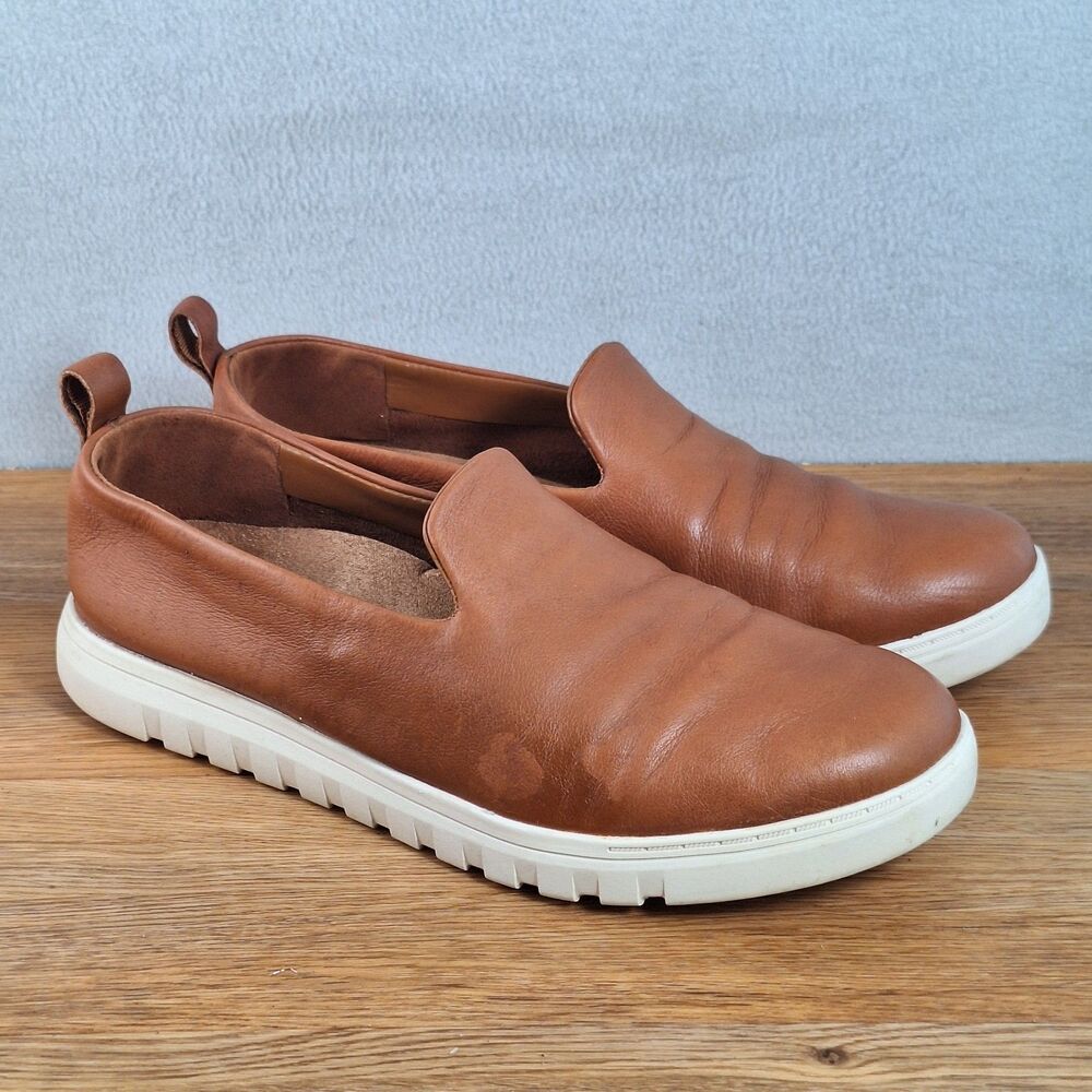 Vionic Uptown Willa Women's 9 Loafers Tan Leather Nubuck Flat Comfort Shoes